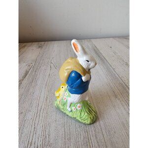 Vintage plaster Easter Bunny rabbit chick figurine decor statue
